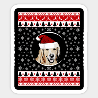 Golden Retriever Santa Hat Sticker